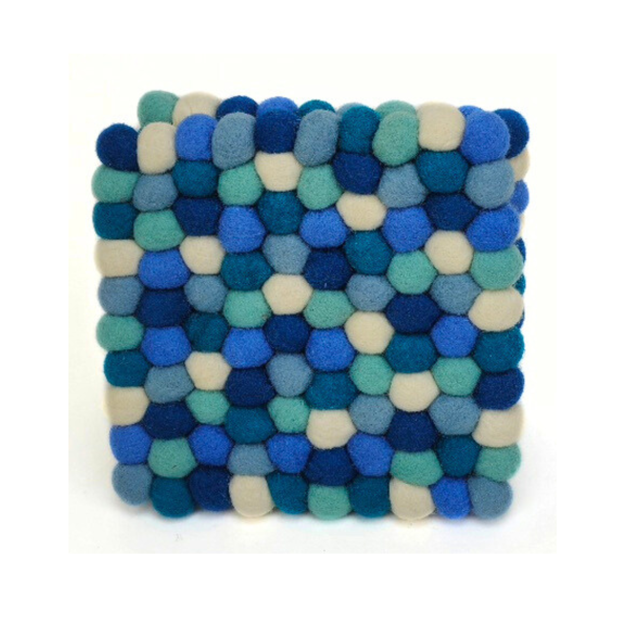 Blue and Assorted Felted Ball Trivet