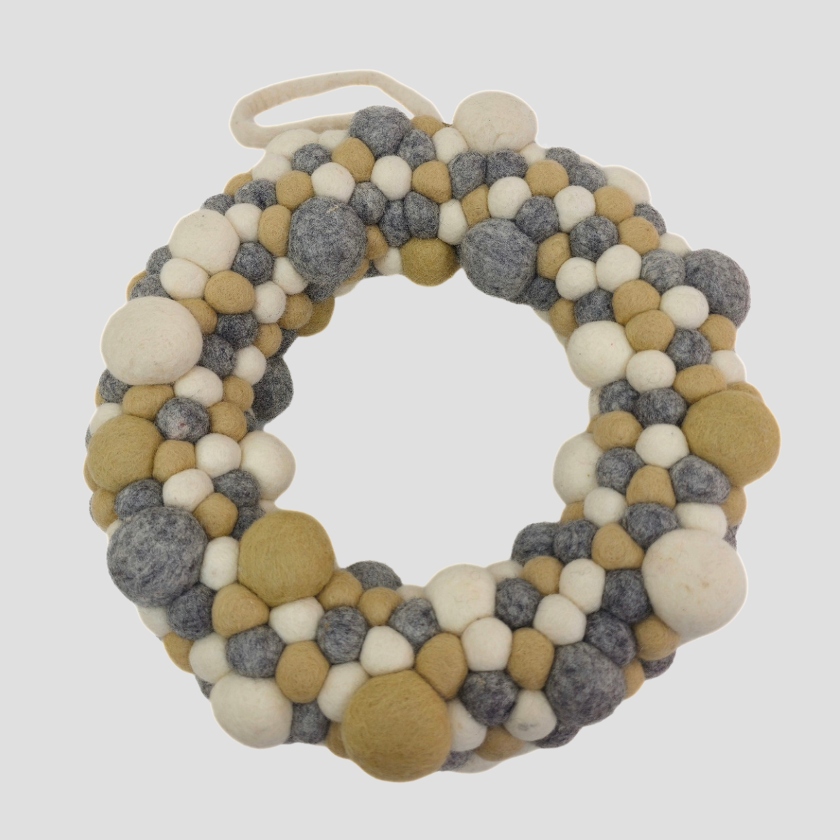 Door Hanging Gray &.. Felt Ball Wreath 14 Inches