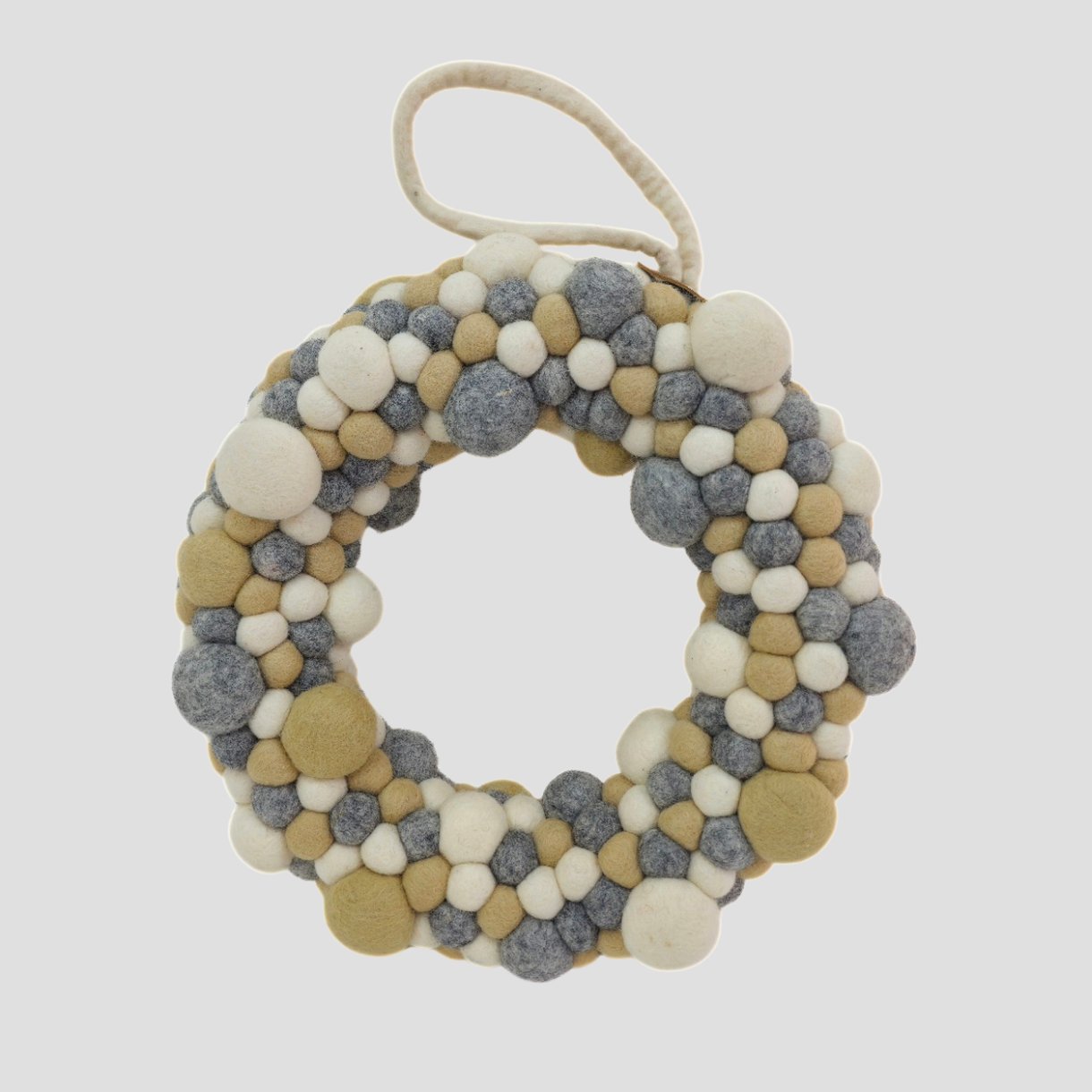 Door Hanging Gray &.. Felt Ball Wreath 14 Inches