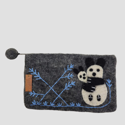 Hand Felted Panda Purse 5x8 Inches