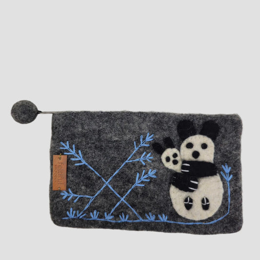 Hand Felted Panda Purse 5x8 Inches