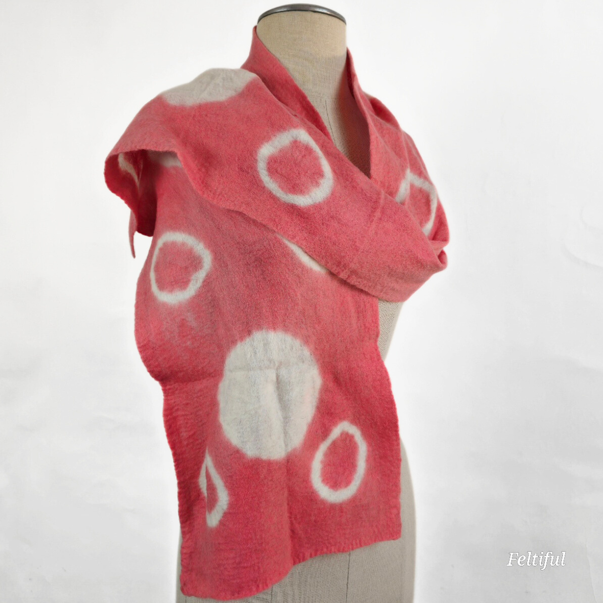 Merino Wool Tie Dye Felted Scarf-Pink