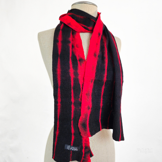 Merino Wool Tie Dye Felted Scarf-Black