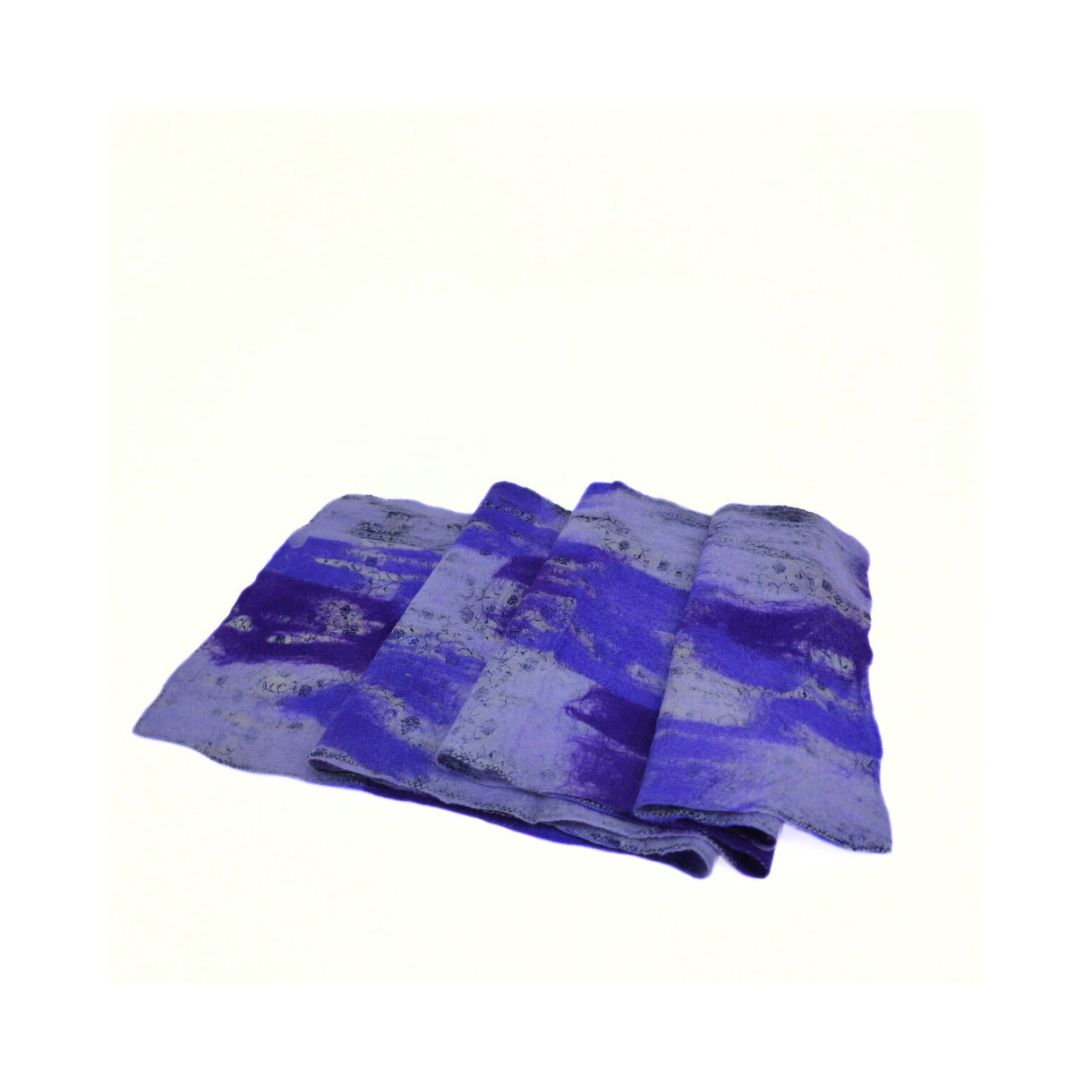 Purples-Lavender Nuno Felted Merino Wool-Sari Silk "Scarf" One-of-a-Kind Wearable Art