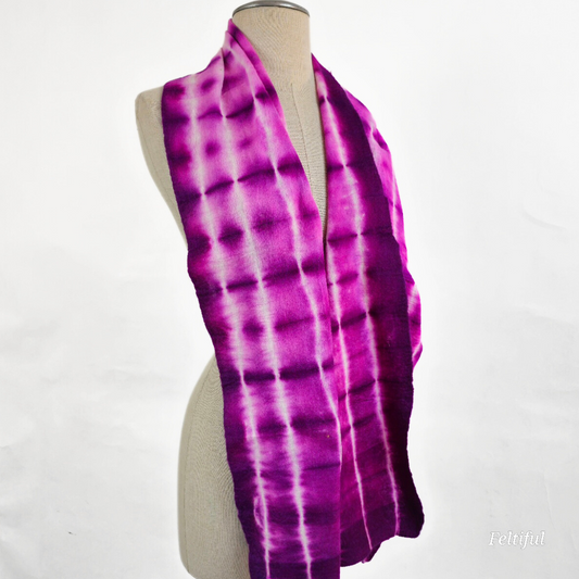 Merino Wool Tie Dye Felted Scarf-Purple