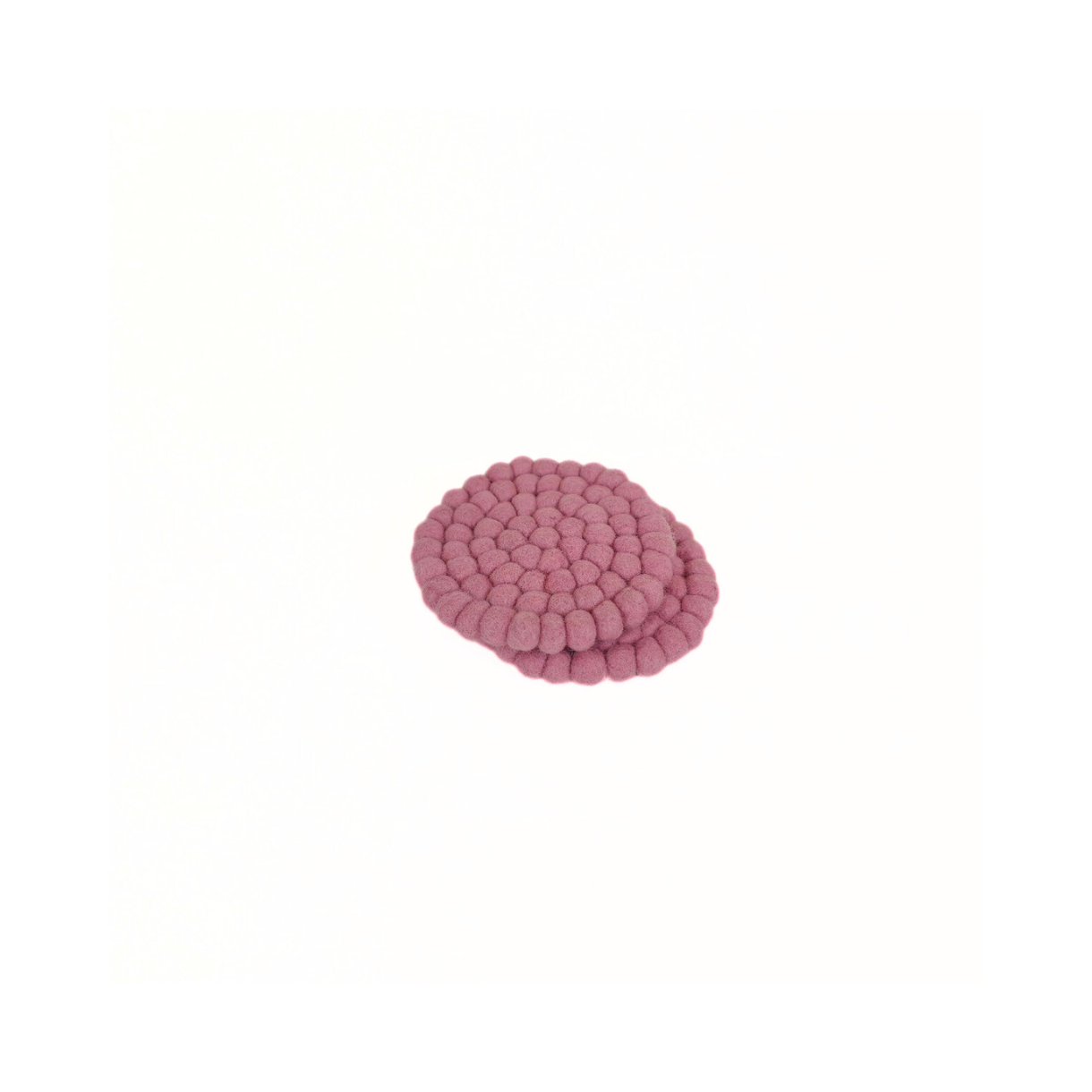 Baby Pink Felt Pom Pom Coaster, Set Of 2 Pieces