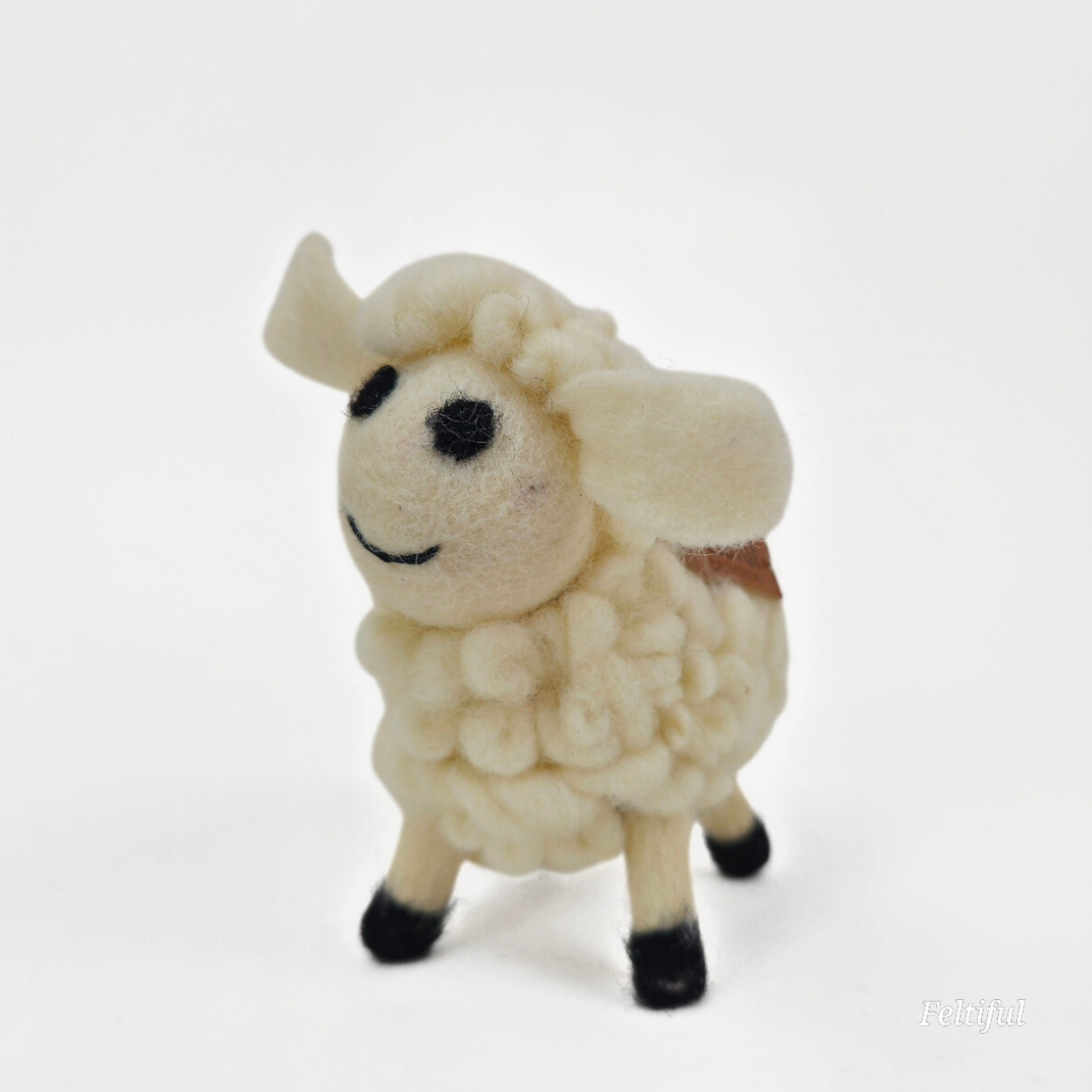 Felted Woolen Sheep-White