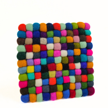 Multi Pom Pom Felted Trivet