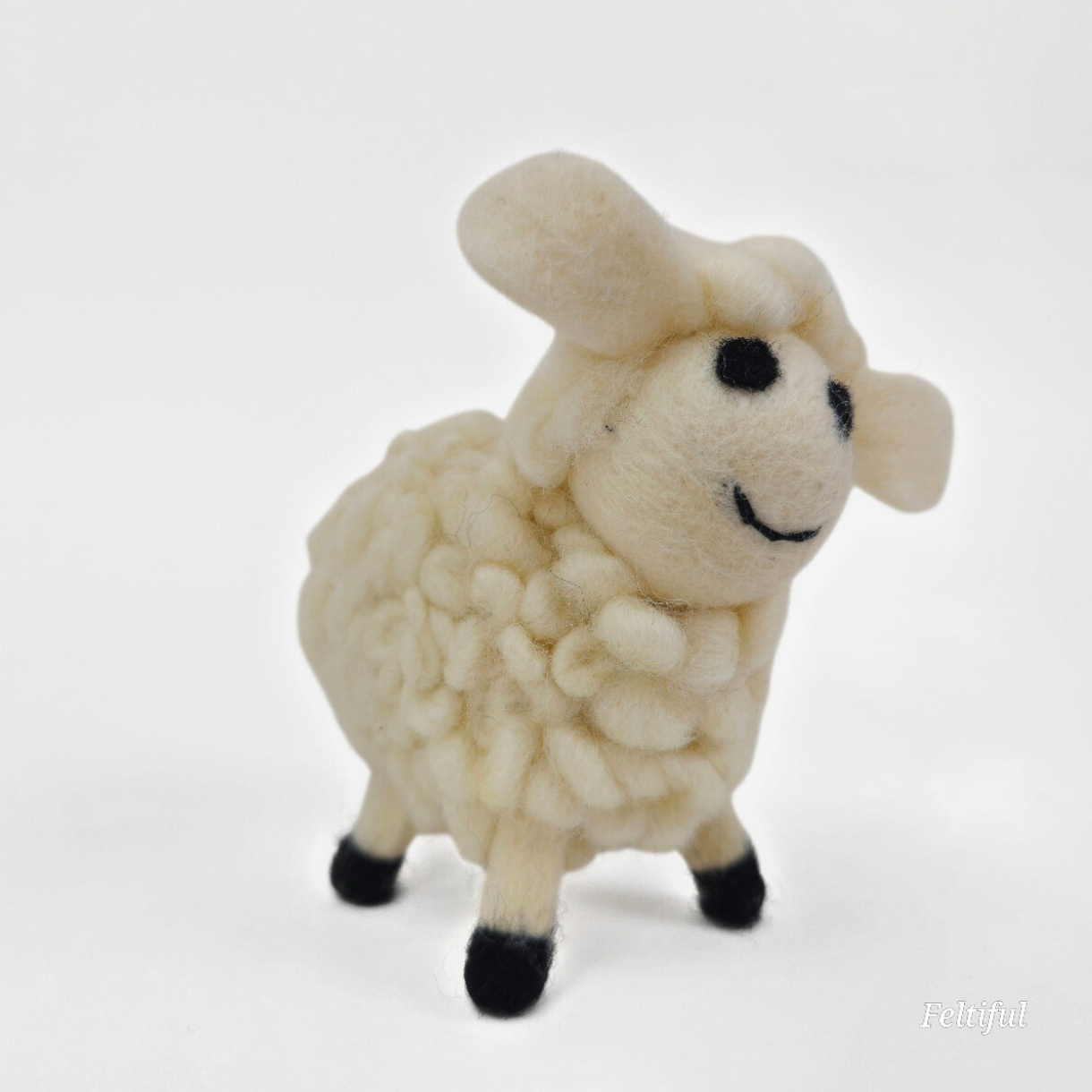 Felted Woolen Sheep-White