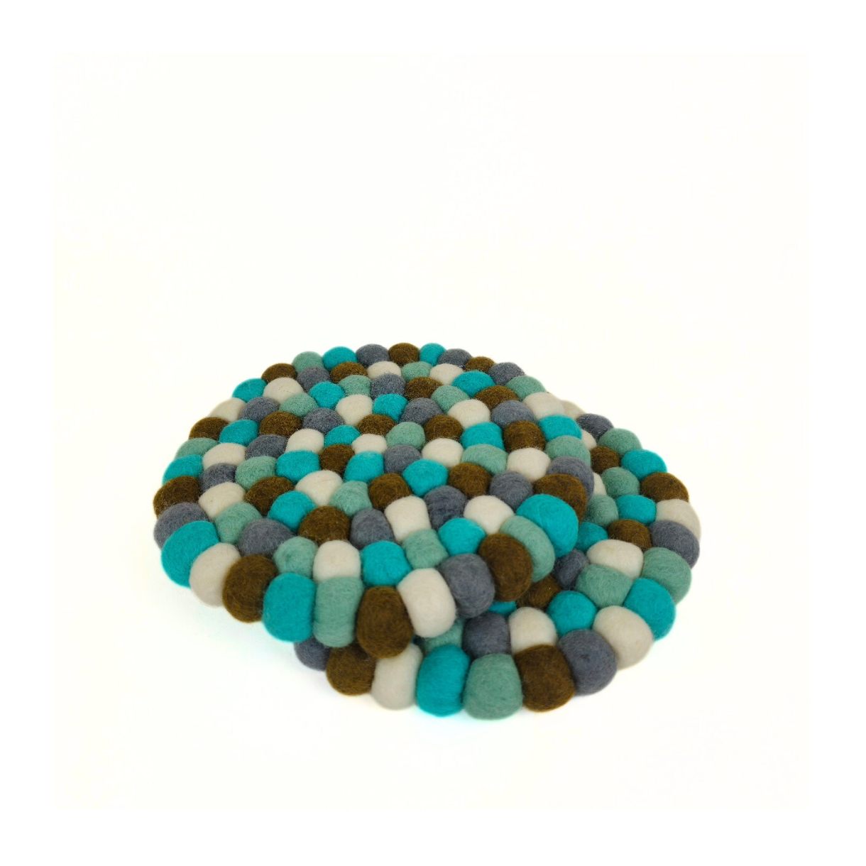 Multi-Turquoise Pom Pom Felt Trivet