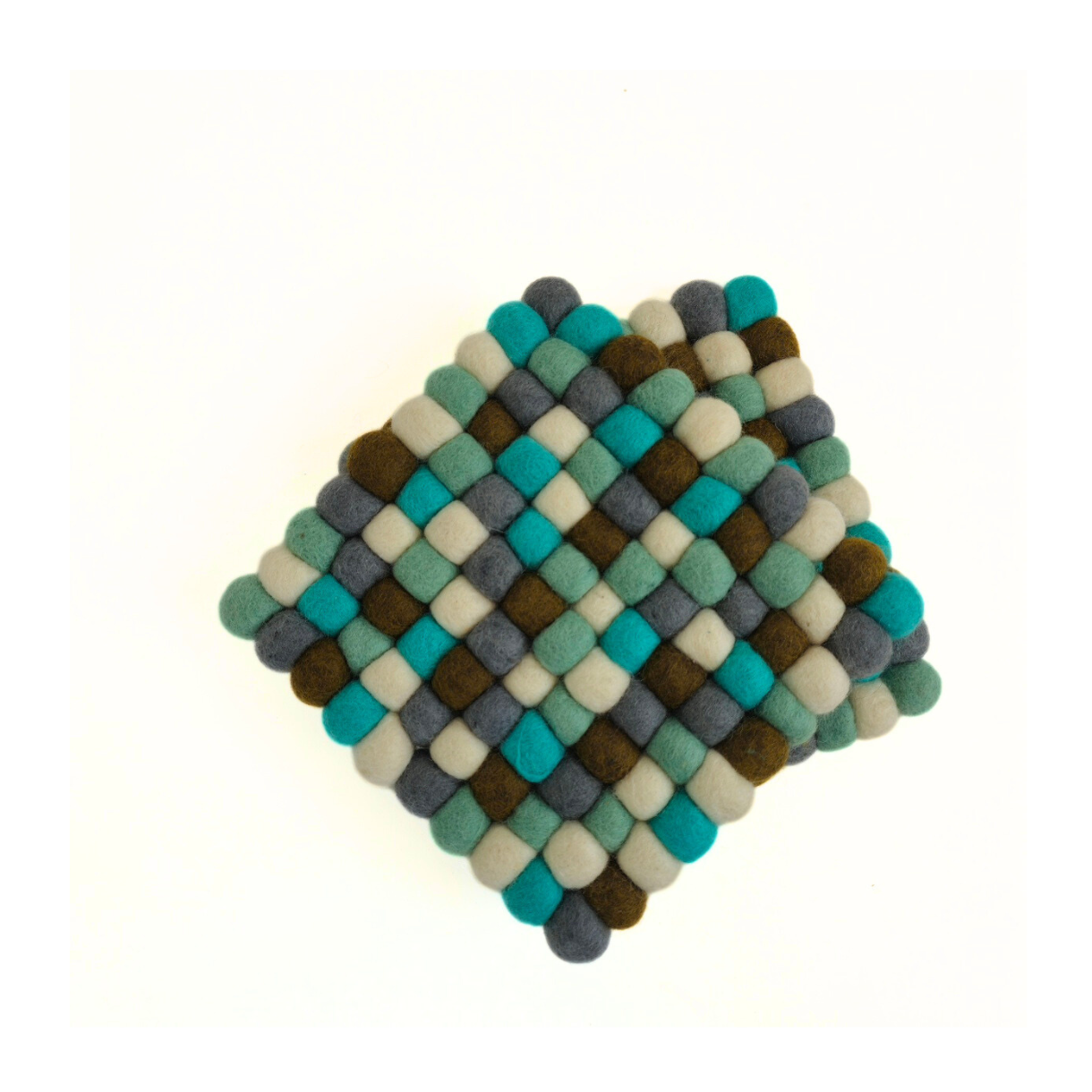 Multi-Turquoise Pom Pom Felt Trivet