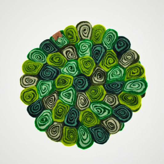Green Candy Cut Pom Pom Felt Trivet