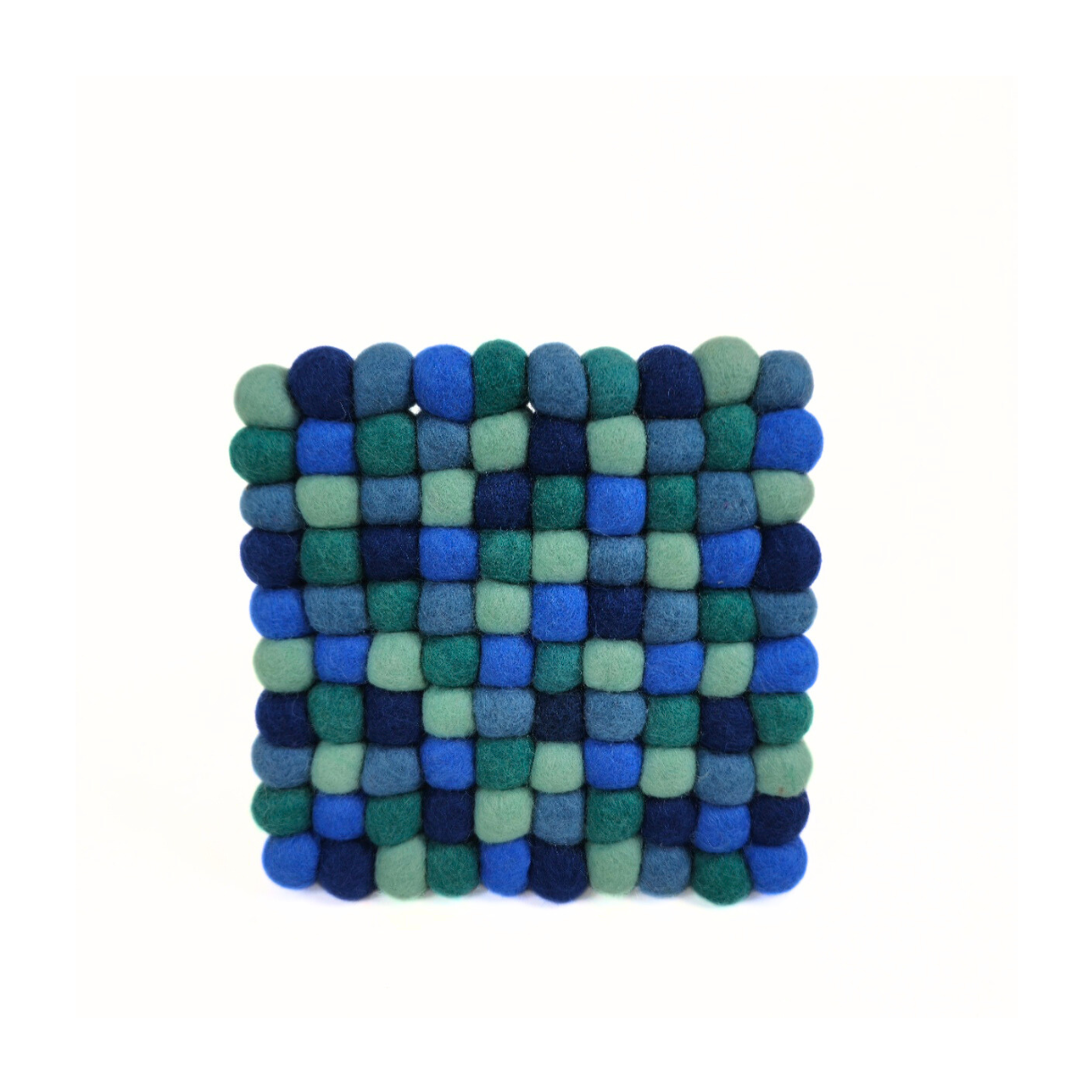 Blue-Green Pom Pom Felt Trivet