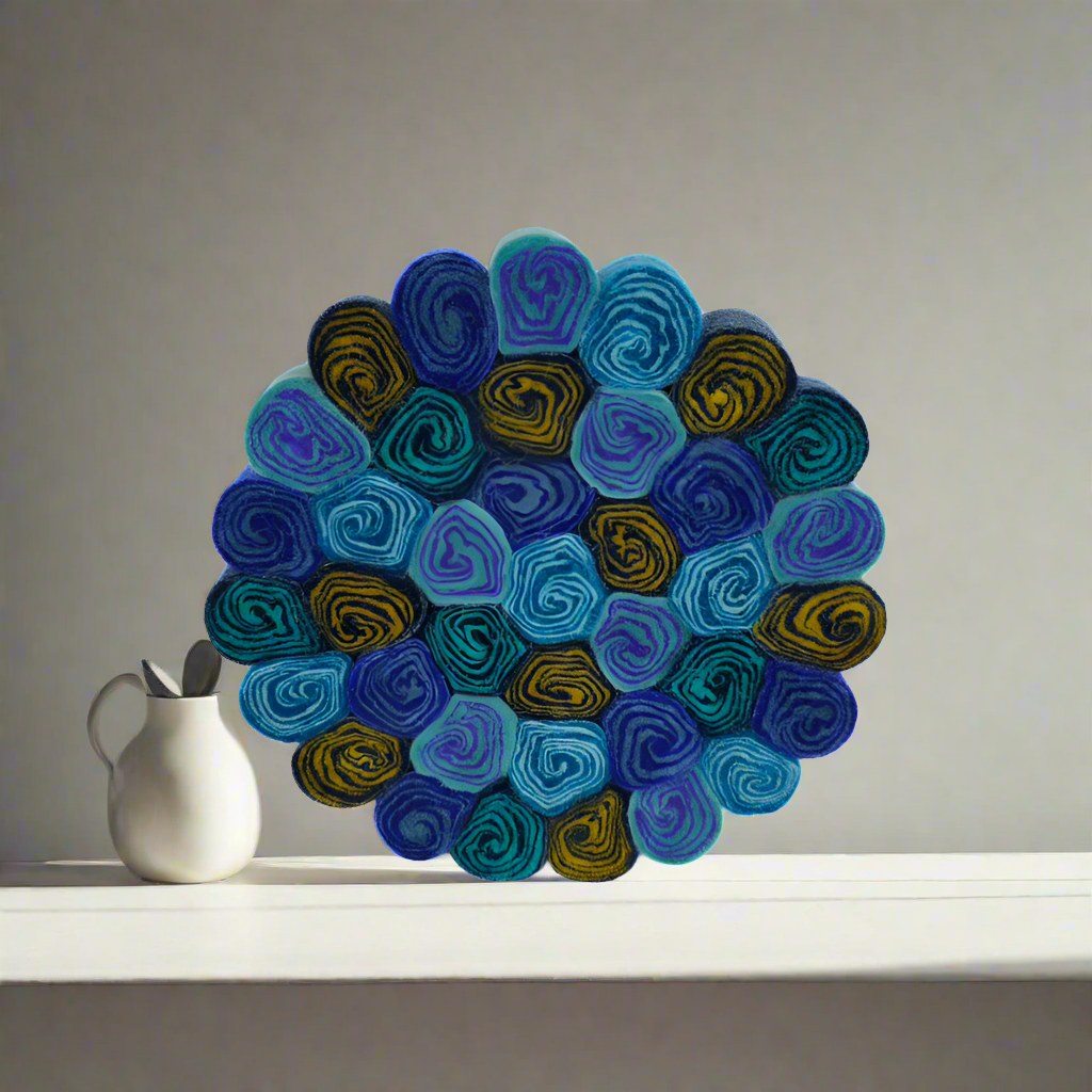 Multi Blue Candy Cut Felt Trivet