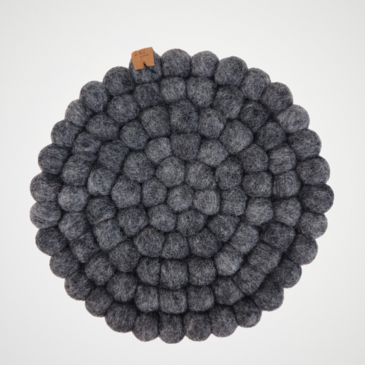 Charcoal Felted Ball Trivet-Set Of 2Pcs.