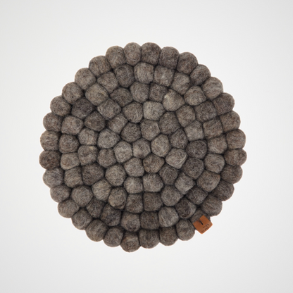 Brown Round Felted Ball Trivet