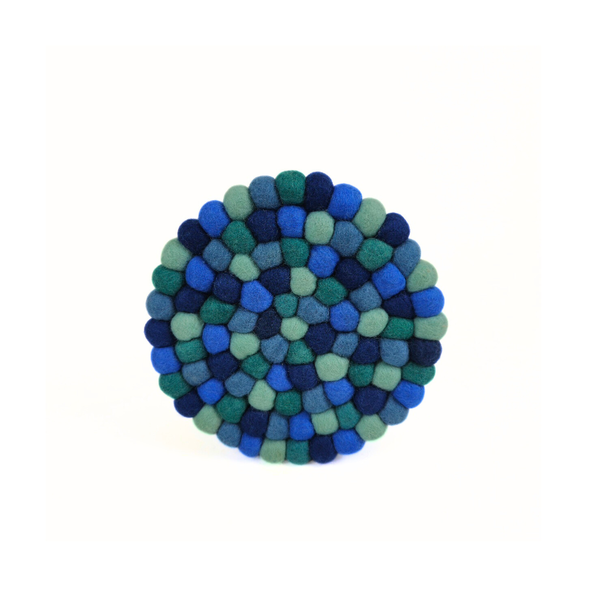 Blue-Green Pom Pom Felt Trivet