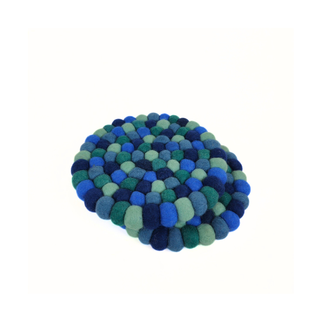 Blue-Green Pom Pom Felt Trivet