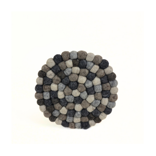 Multi-Natural Pom Pom Felt Trivet