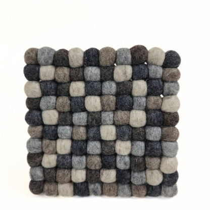 Multi-Natural Pom Pom Felt Trivet