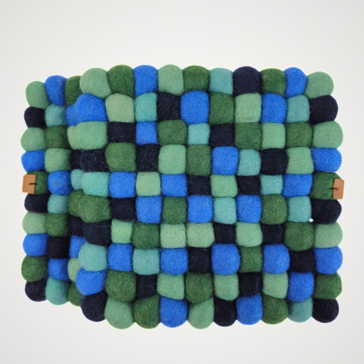 Blue-Green Pom Pom Felt Trivet