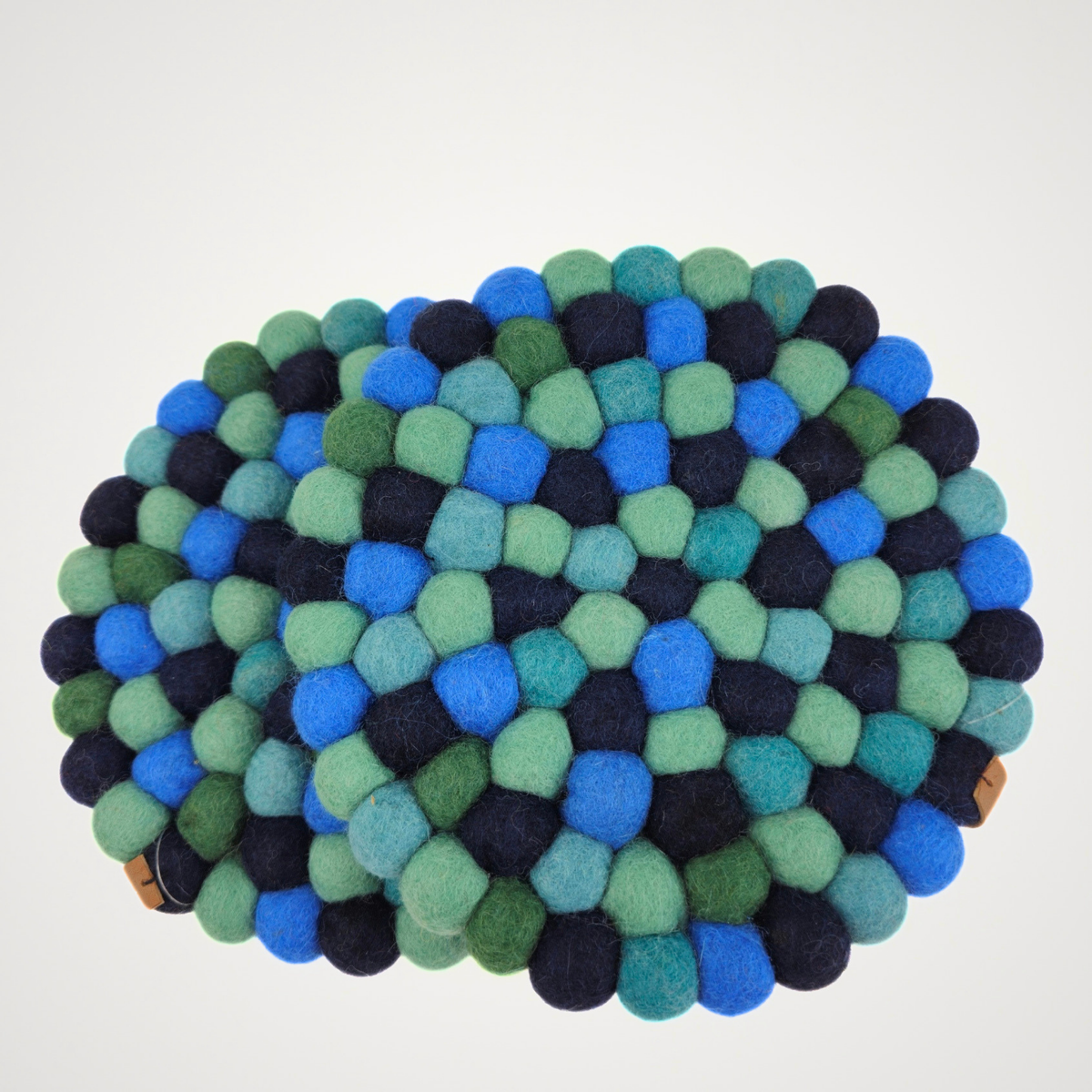 Blue-Green Pom Pom Felt Trivet