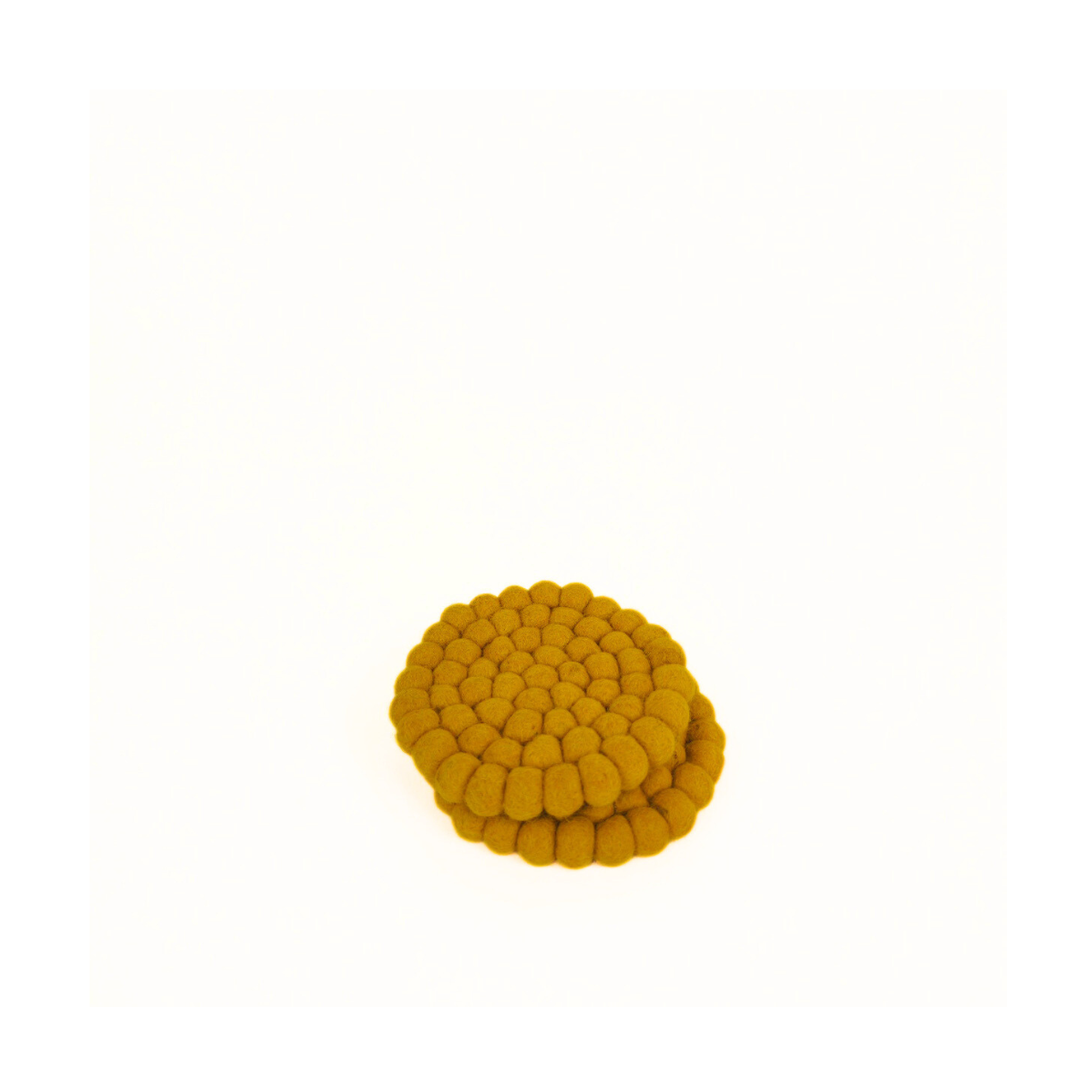 Mustard Felt Pom Pom Coasters, Set Of 2 Pieces