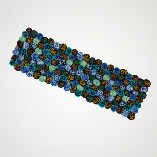 Blue assorted  Candy-Cut Felted Table Runner