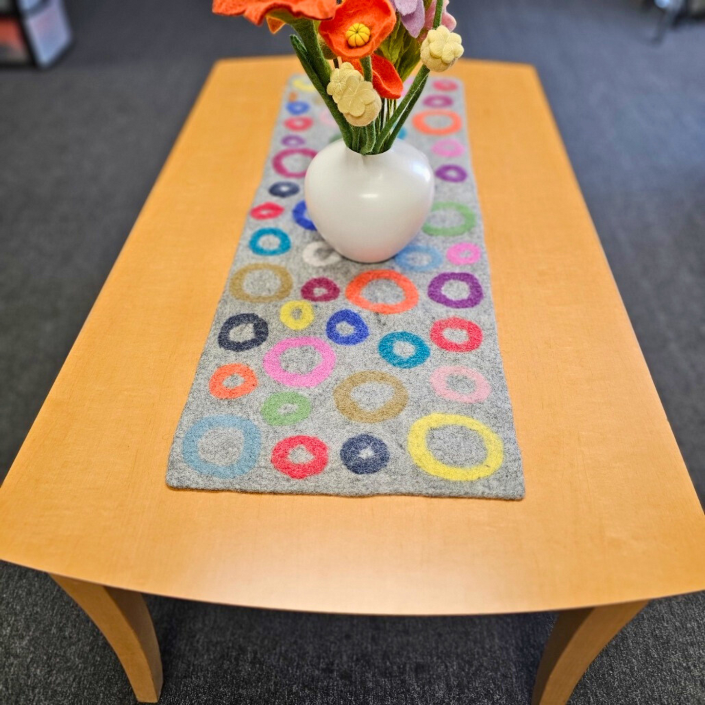 Multi Circle Felted Table Runner