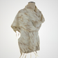 White-Brown Merino Wool & Silk Felted Scarf