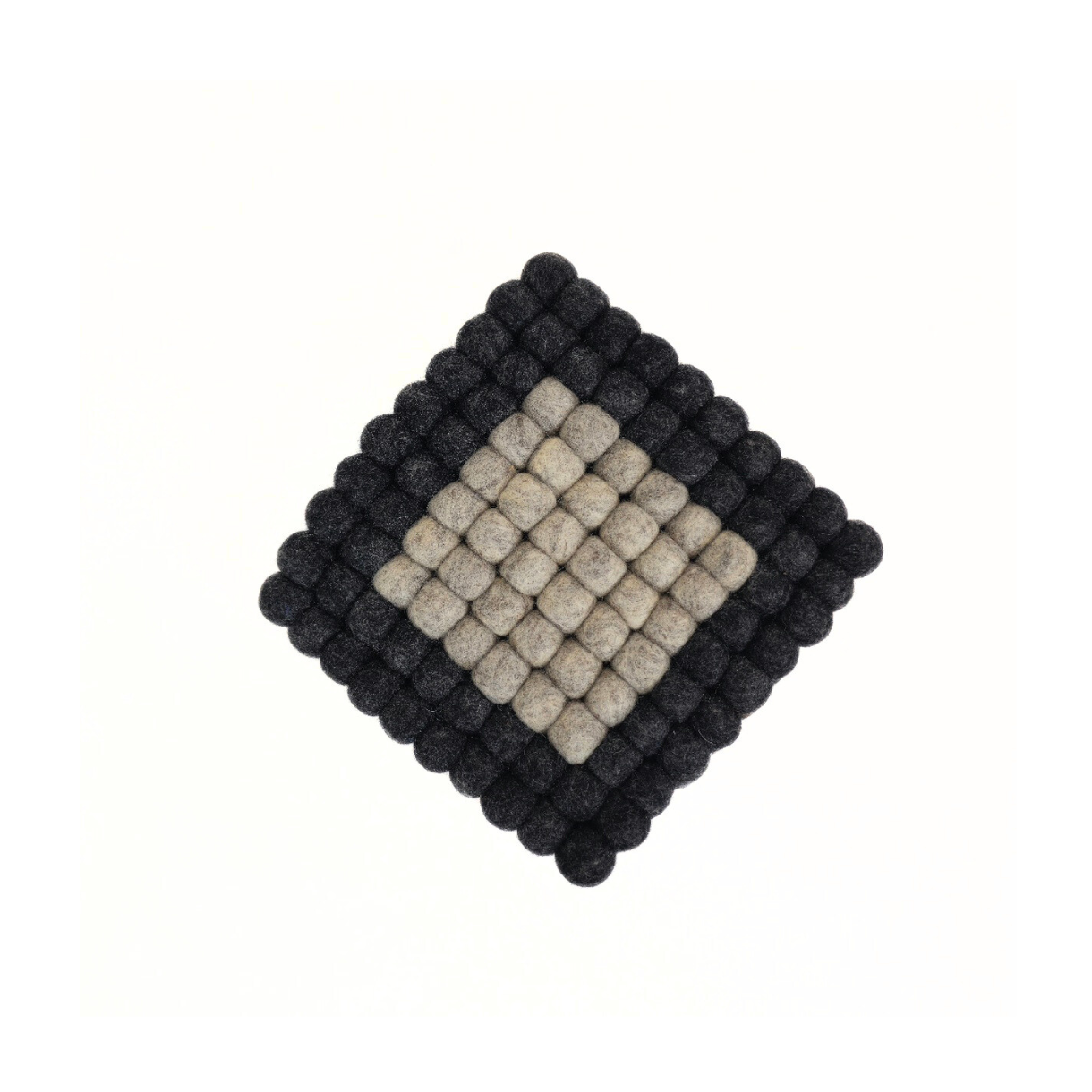 Charcoal-Brown Pom Pom Felt Trivet