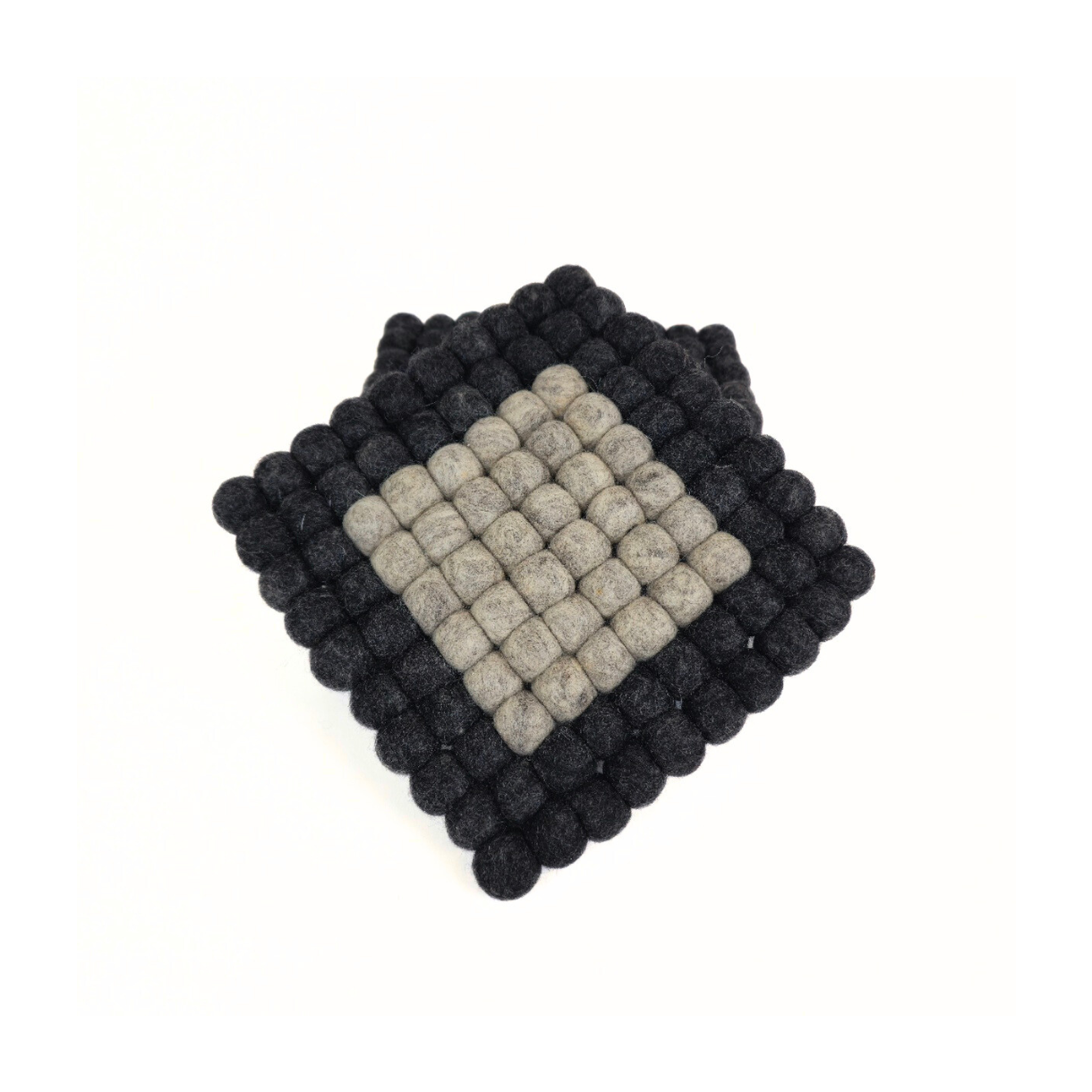 Charcoal-Brown Pom Pom Felt Trivet