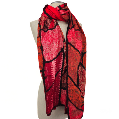 Merino Wool and Silk Felt Patches Scarf