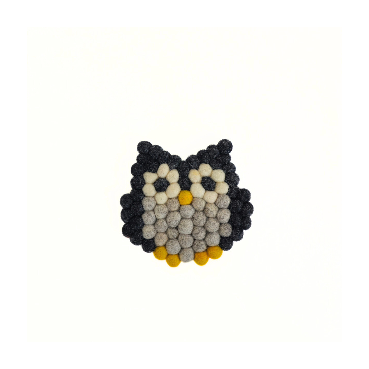 Owl Felt Pom Pom Coaster, Set Of 2 Pieces