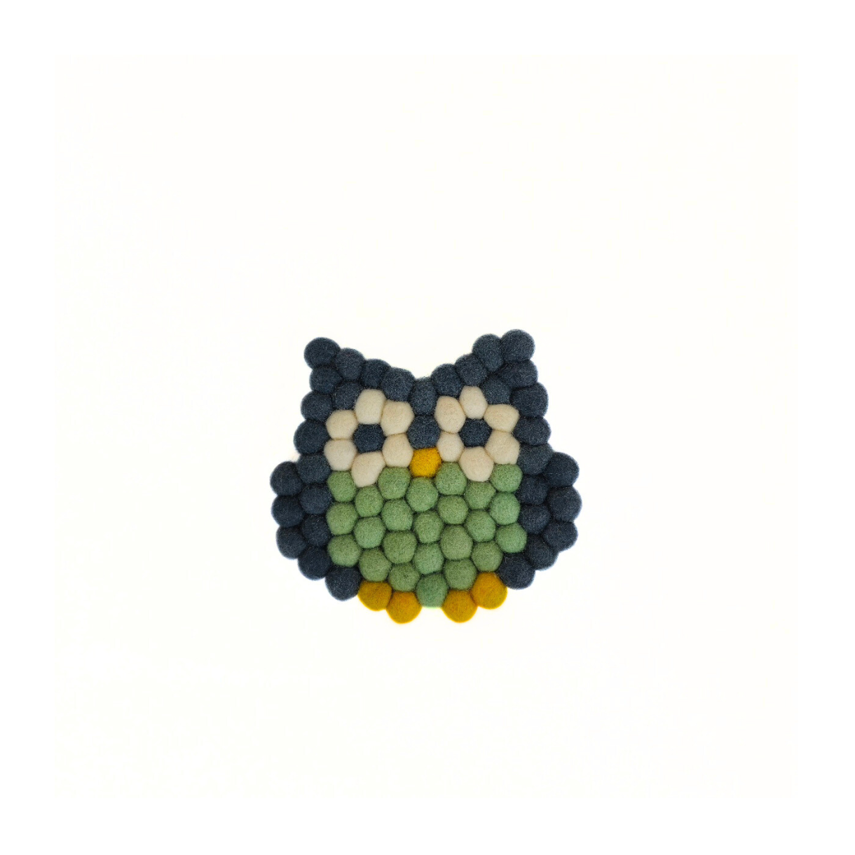 Owl Felt Pom Pom Coaster, Set Of 2 Pieces