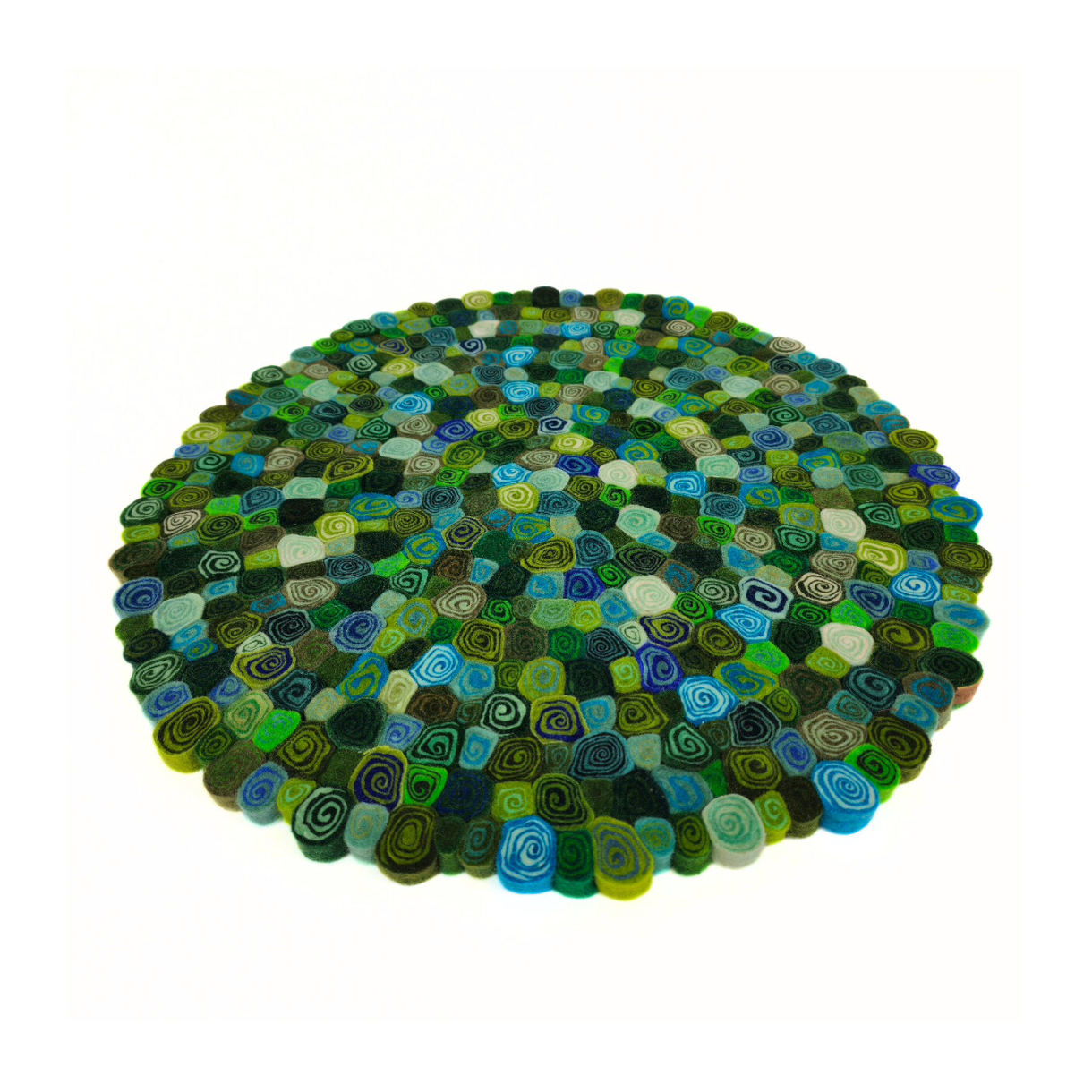 Multi-Green Candy Cut Felt Round Mat for Home Décor