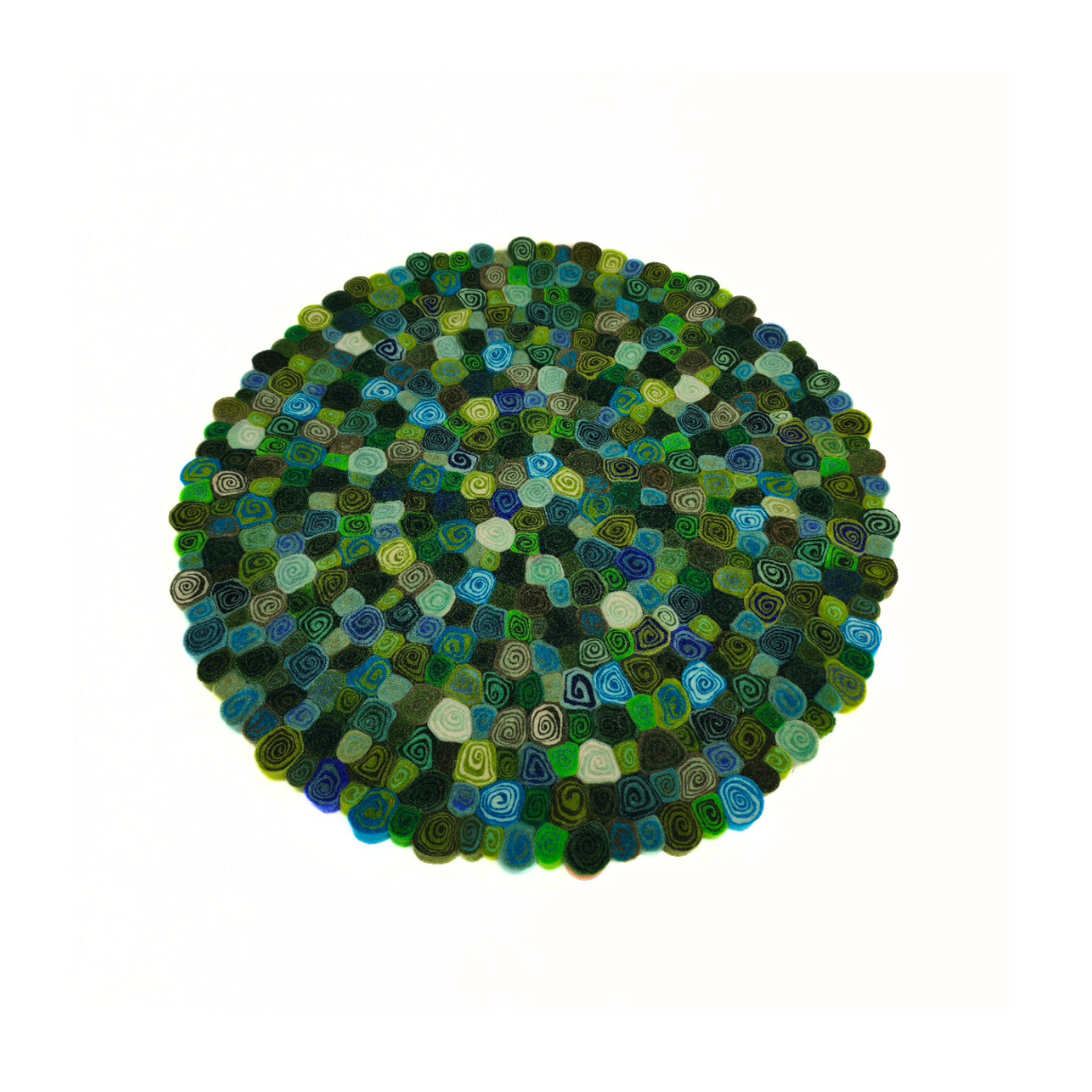 Multi-Green Candy Cut Felt Round Mat for Home Décor