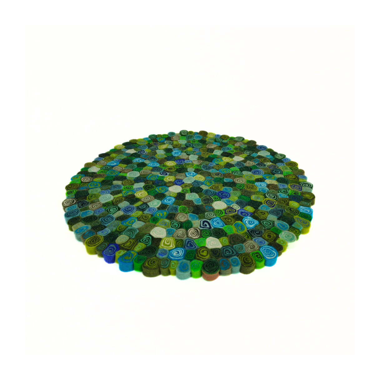 Multi-Green Candy Cut Felt Round Mat for Home Décor