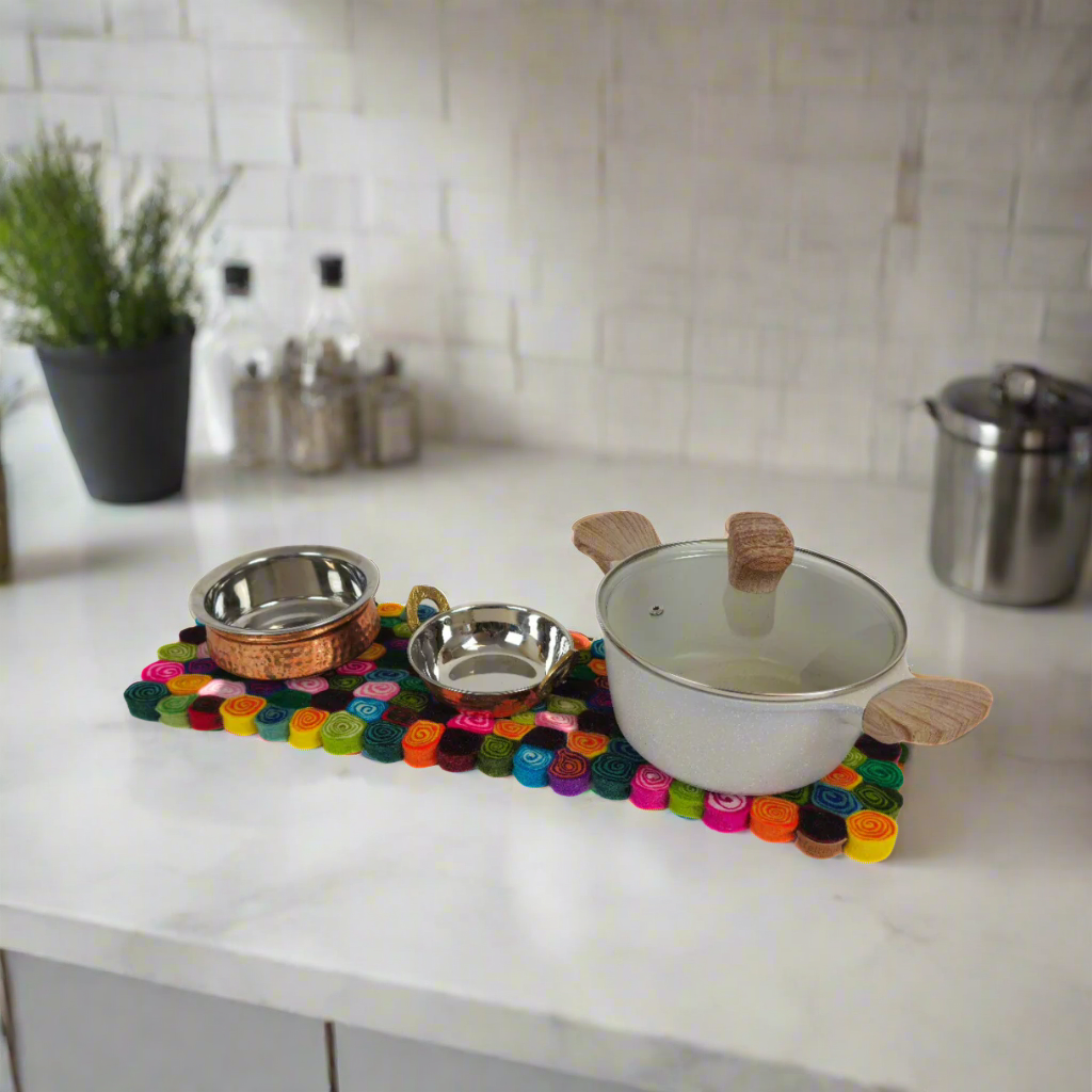 Multi Candy-Cut Felt Table Runner, Protect Surfaces with Style