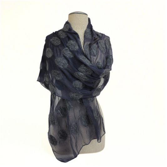 One Color Polka Dotted Merino Wool Felt Scarf