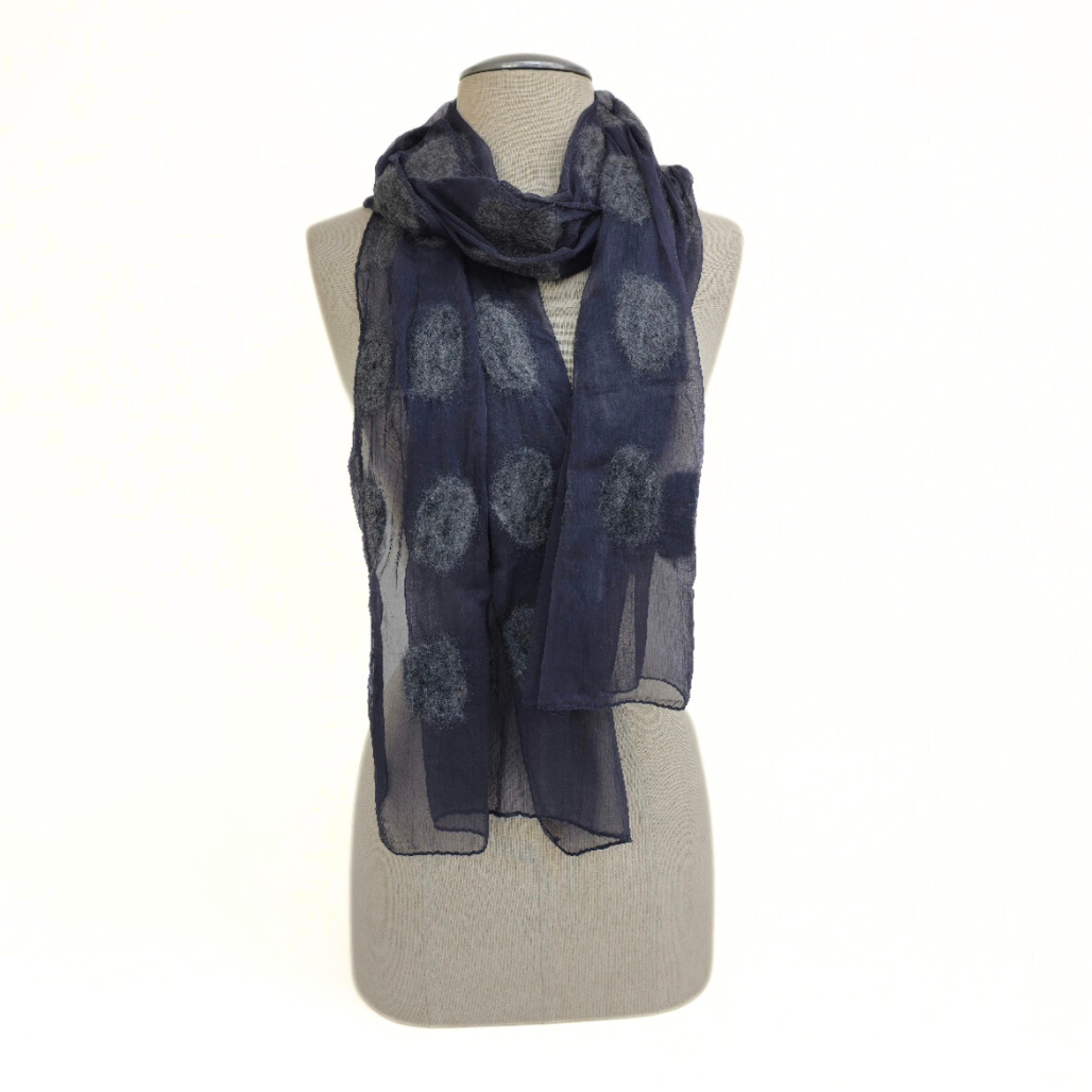 One Color Polka Dotted Merino Wool Felt Scarf