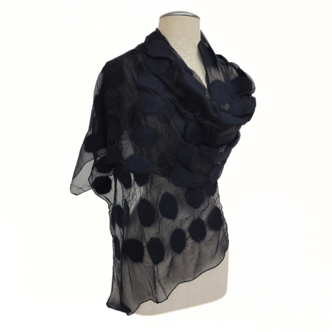 Same Color Polka Dotted Merino Wool Felt Scarf