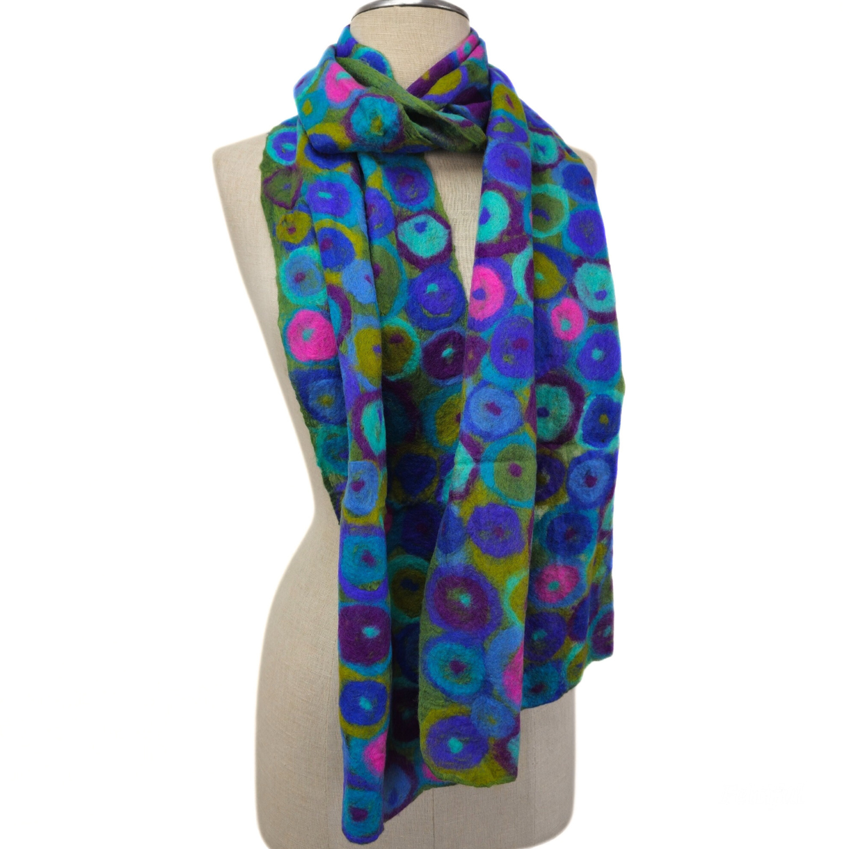 Polka Dotted Merino Wool & Silk Felted Scarf