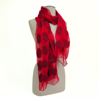 One Color Polka Dotted Merino Wool Felt Scarf