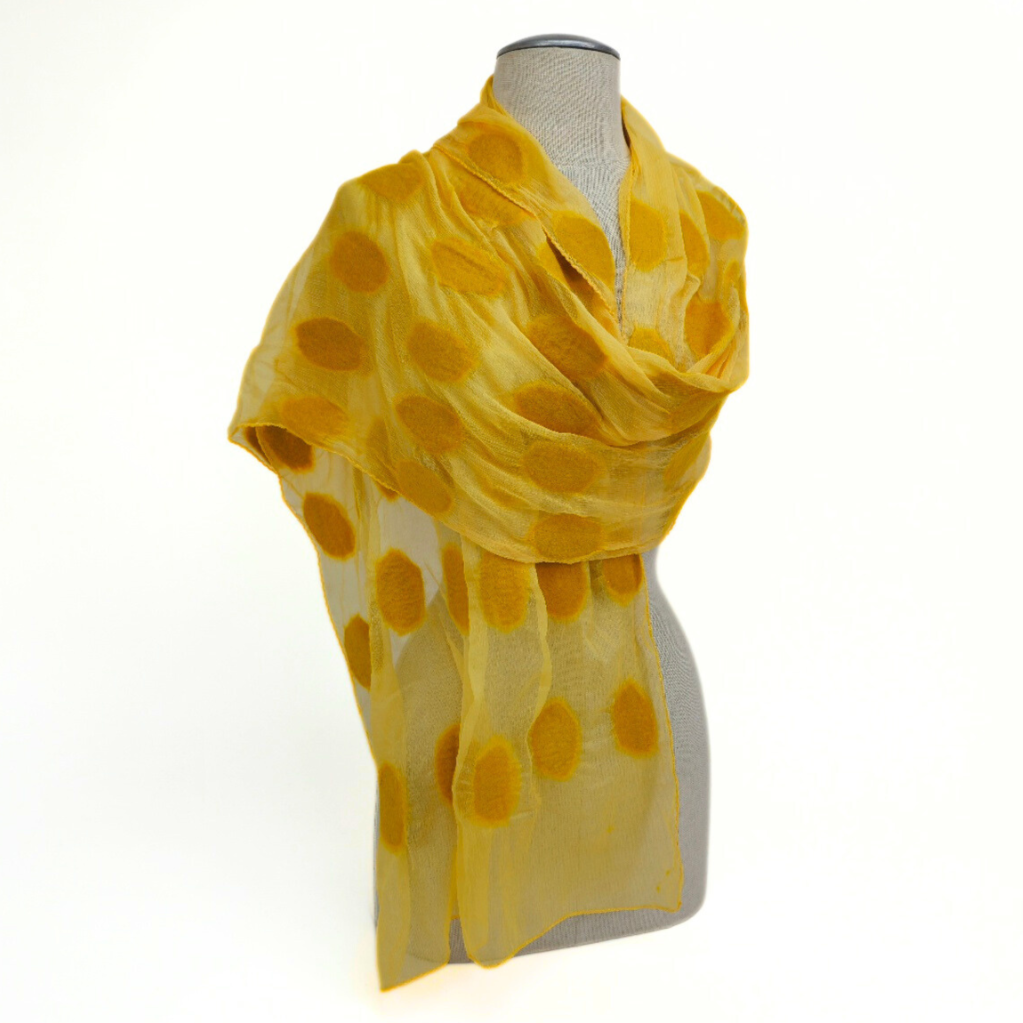 Same Color Polka Dotted Merino Wool Felt Scarf