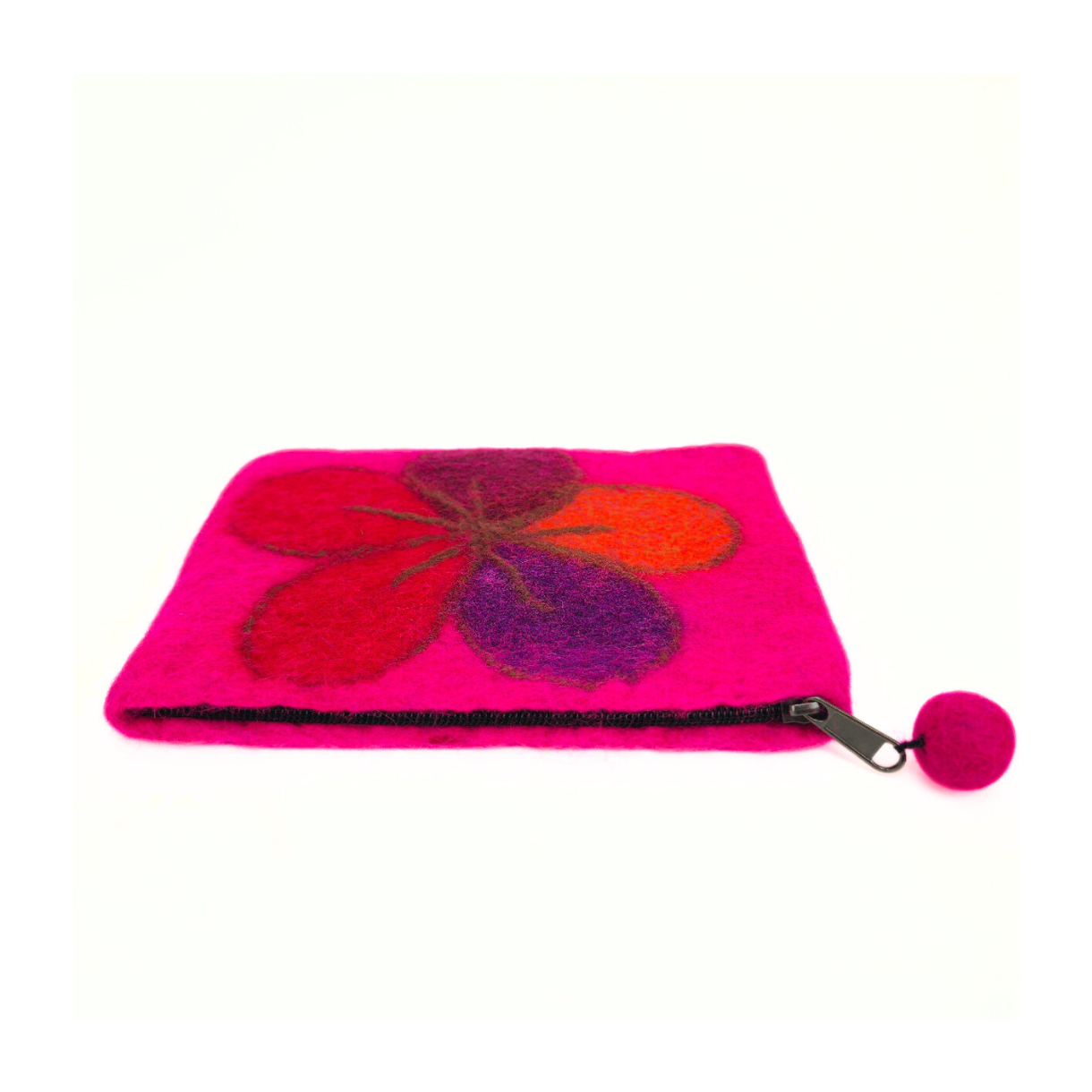 Multi Color Floppy Flower Felt Coin Purse, Mobile Purse