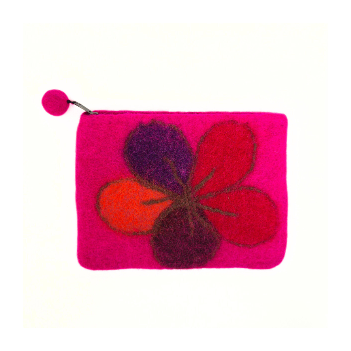 Multi Color Floppy Flower Felt Coin Purse, Mobile Purse