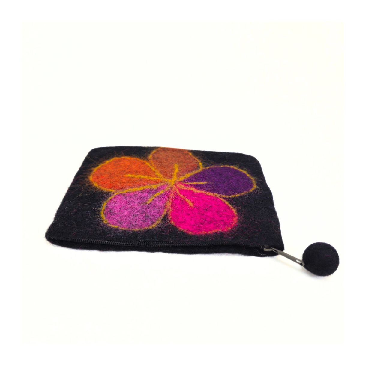 Multi Color Floppy Flower Felt Coin Purse, Mobile Purse