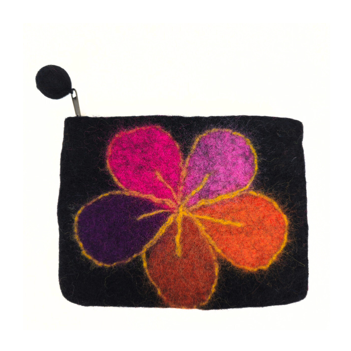 Multi Color Floppy Flower Felt Coin Purse, Mobile Purse