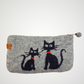 Hand Felted Black Kitty Purse 5x8 Inches